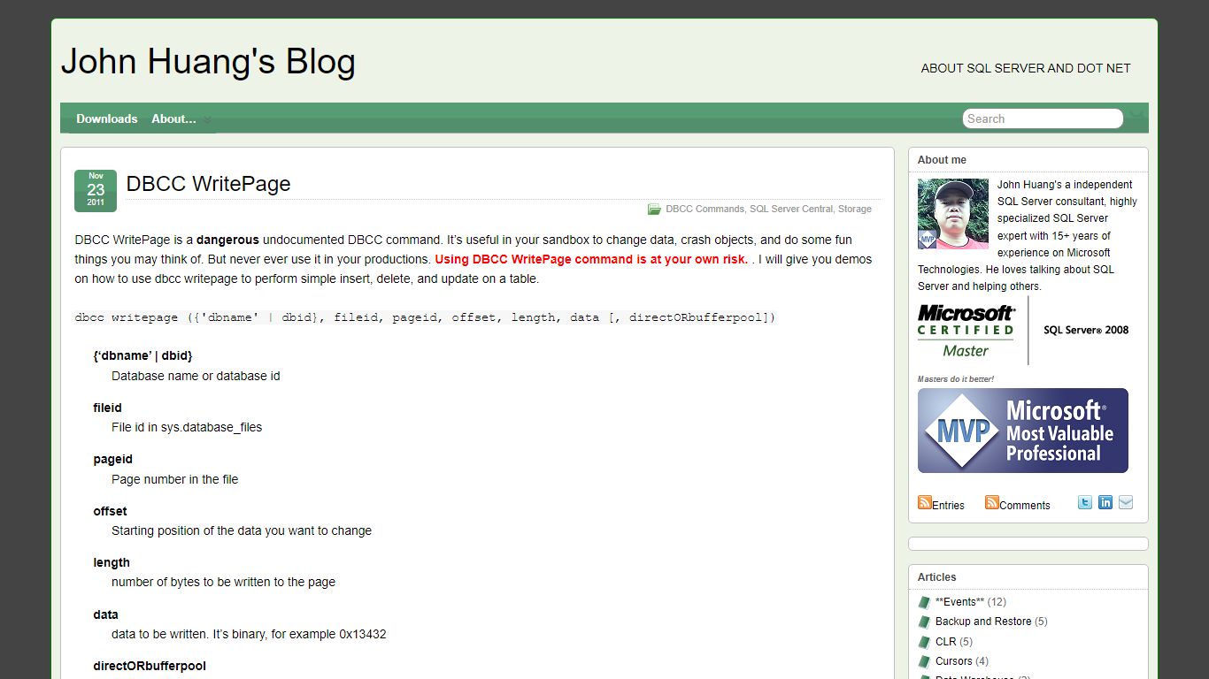 DBCC WritePage – John Huang's Blog