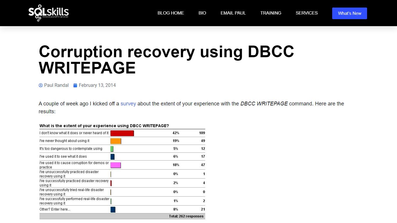 Corruption recovery using DBCC WRITEPAGE - Paul S. Randal